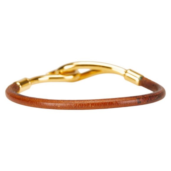 Hermes Jumbo Bracelet Brown Gold Leather Plated Women's HERMES - Picture 3 of 6